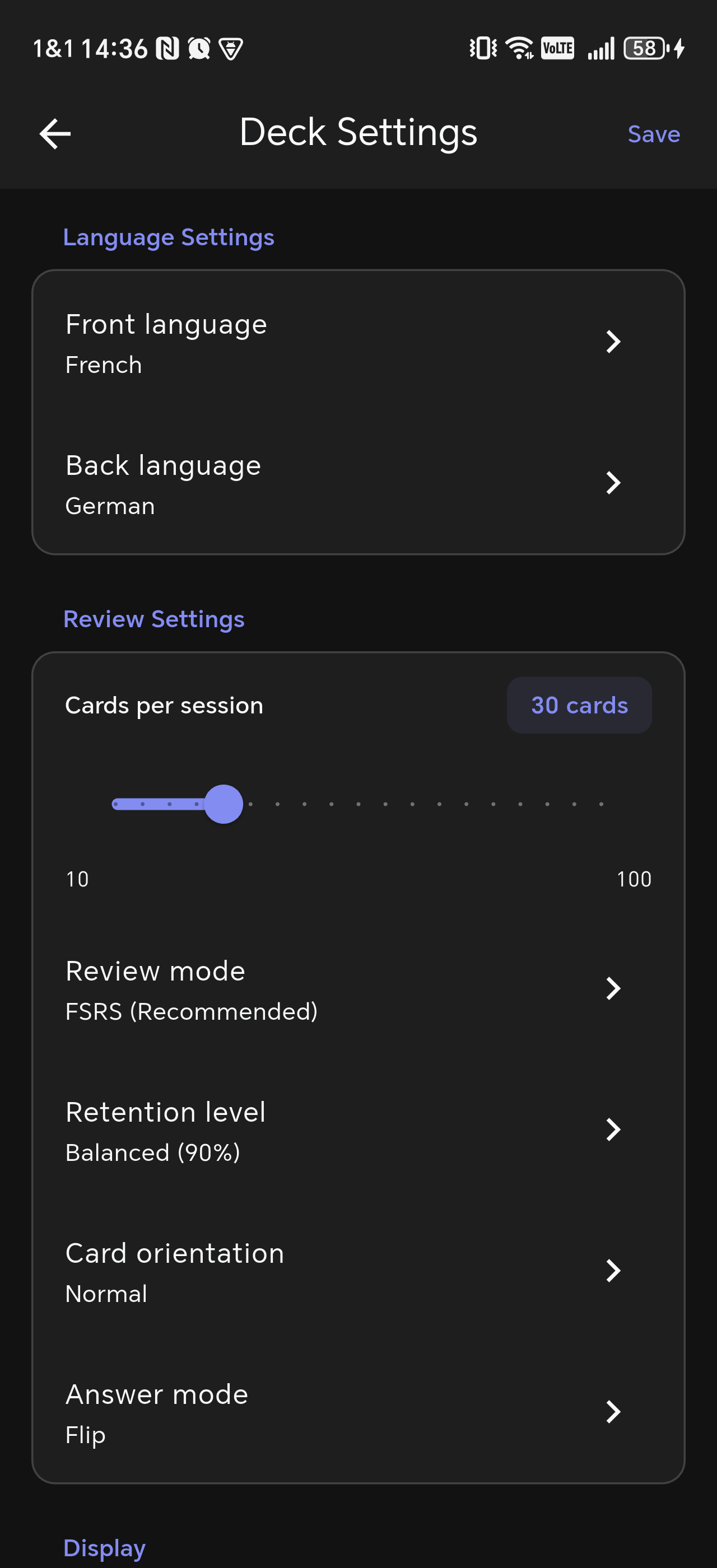 Deck Settings